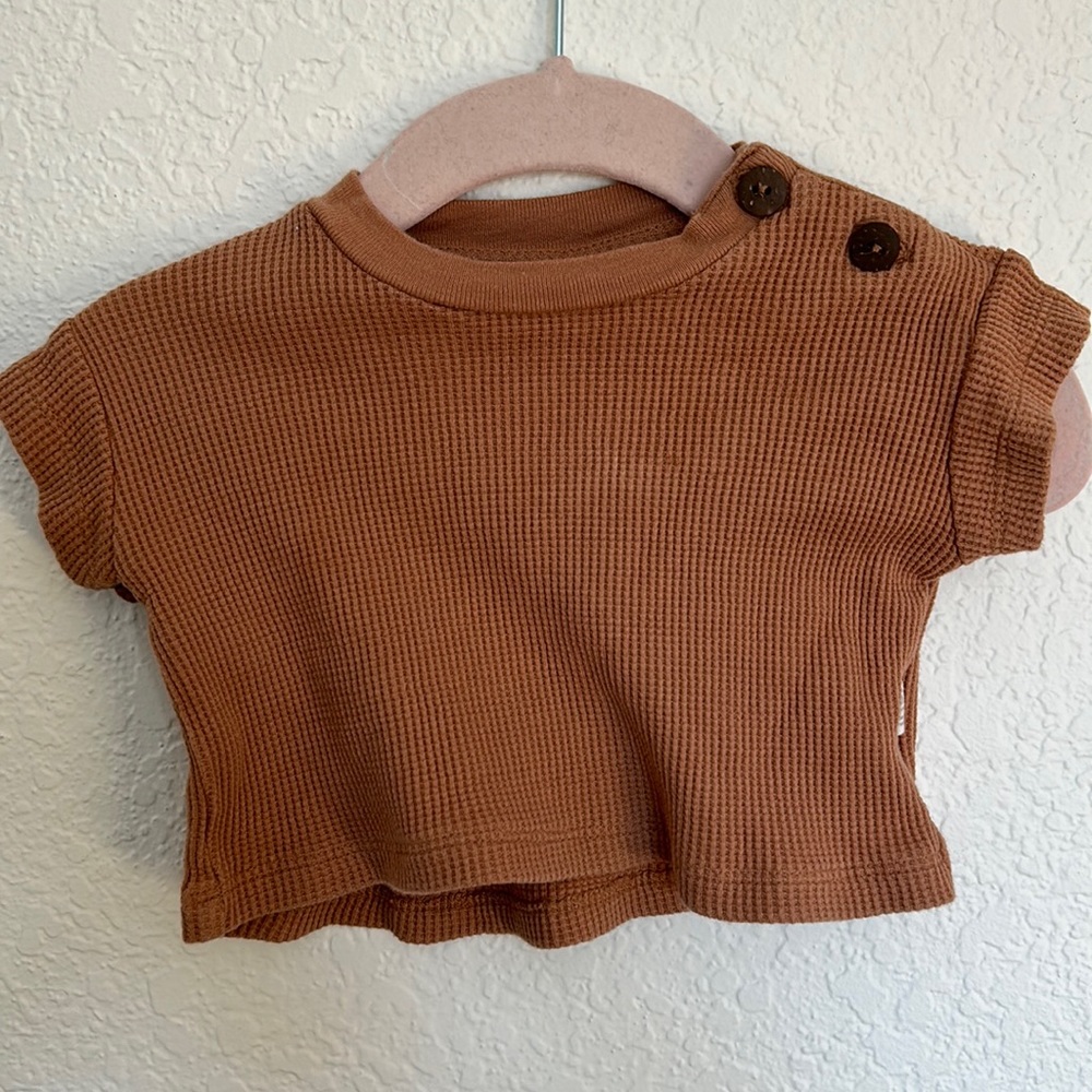 Nui Organic Waffle Short Sleeve Top Brown Size 3-6 months